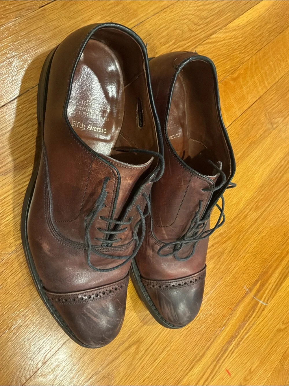 Allen Edmonds Fifth Avenue Men's Burgundy Cap Toe Oxford Dress Shoes Size 9.5 E